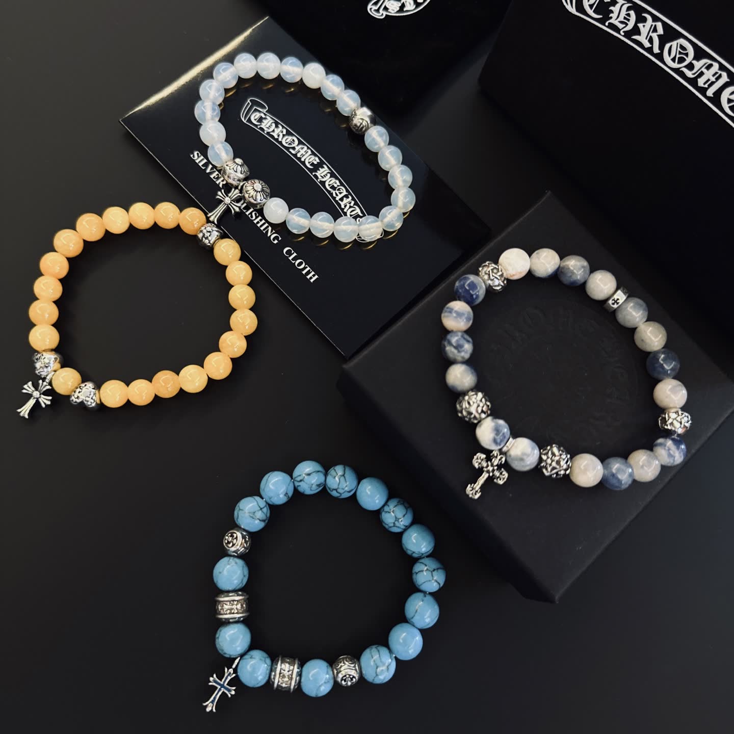 Chrome Hearts Chrome Heart Silver Beaded Bracelets